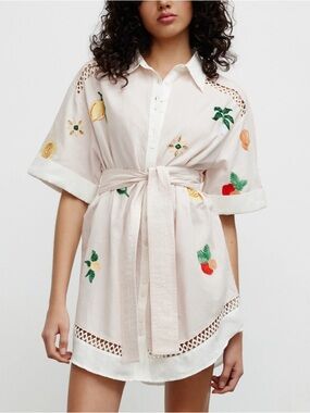 Anthropologie Significant Other Blaire Mini Linen Blend Embroidered Dress size 6